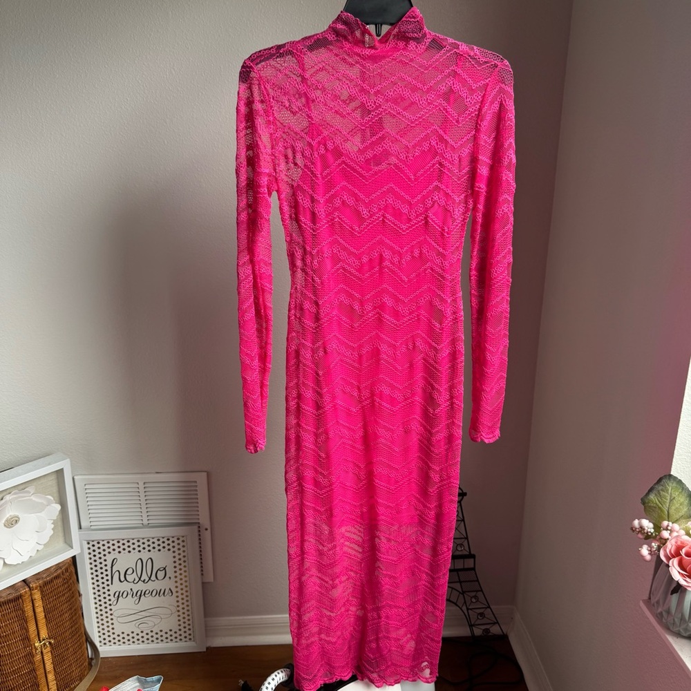 NWT STEVE MADDEN Vivienne Lace Midi Pink Dress Sz XS - Picture 5 of 10